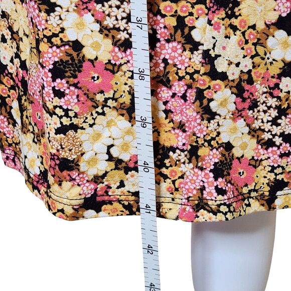 Forever 21 Halter Neck Midi Dress Pink Yellow Black Floral Stretch Jersey Medium - Picture 12 of 12